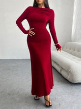 Load image into Gallery viewer, Ruched Long Sleeve Maxi Dress