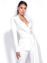 Load image into Gallery viewer, Vandra White Draping Blazer Jacket & Vayla White Skinny Fit Matching Pants ... Separately Priced