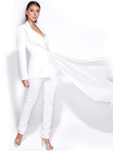 Load image into Gallery viewer, Vandra White Draping Blazer Jacket & Vayla White Skinny Fit Matching Pants ... Separately Priced