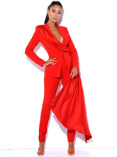 Load image into Gallery viewer, Vandra Red Draping Blazer Jacket & Vayla Red Skinny Fit Matching Pants...Separately Priced