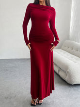 Load image into Gallery viewer, Ruched Long Sleeve Maxi Dress