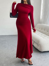Load image into Gallery viewer, Ruched Long Sleeve Maxi Dress