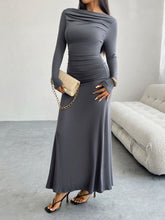 Load image into Gallery viewer, Ruched Long Sleeve Maxi Dress