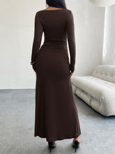 Load image into Gallery viewer, Ruched Long Sleeve Maxi Dress