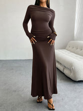 Load image into Gallery viewer, Ruched Long Sleeve Maxi Dress