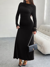 Load image into Gallery viewer, Ruched Long Sleeve Maxi Dress