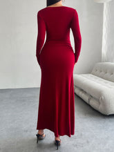 Load image into Gallery viewer, Ruched Long Sleeve Maxi Dress