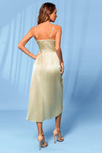 Load image into Gallery viewer, Satin Spaghetti Strap Cowl Neck Split Dress